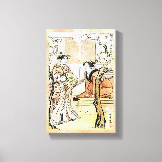 Lienzo Deslizador ukiyo-e de dos geisha de cosecha japone (Anverso)