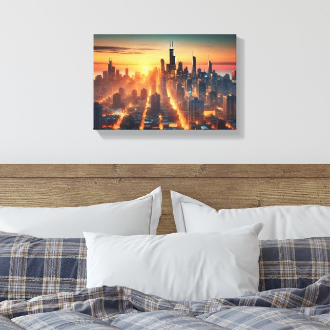 Lienzo Despertar de las luces de la ciudad (Insitu(Dormitorio))