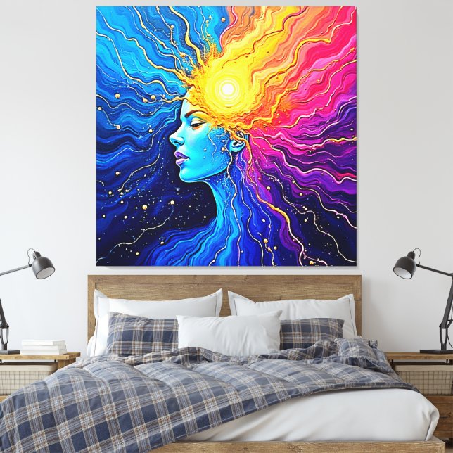 Lienzo Despertar la mente cósmica radiante (Insitu(Dormitorio))