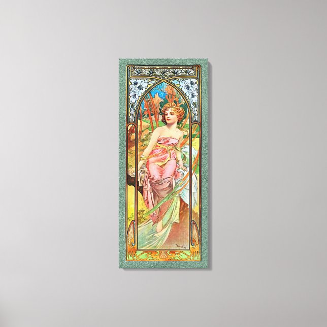 Lienzo Despertar por la mañana por Alphonse Mucha (Anverso)