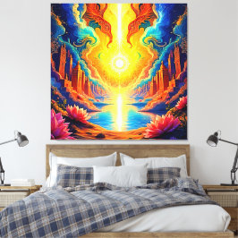 Lienzo Despertar una ciudad de luz divina