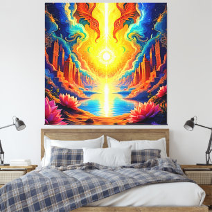 Lienzo Despertar una ciudad de luz divina