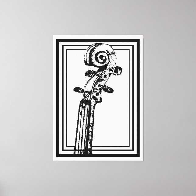 Lienzo Desplazamiento de violín blanco y negro con líneas (Anverso)