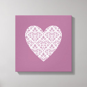 Lienzo Desplazar Damask Ptn Heart Mauve & Pink