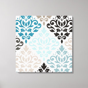 Lienzo Desplazar Damask XLg Pattern Art Teals Browns Blan