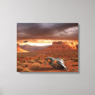 Lienzo Desplome del UFO en desierto con la lona