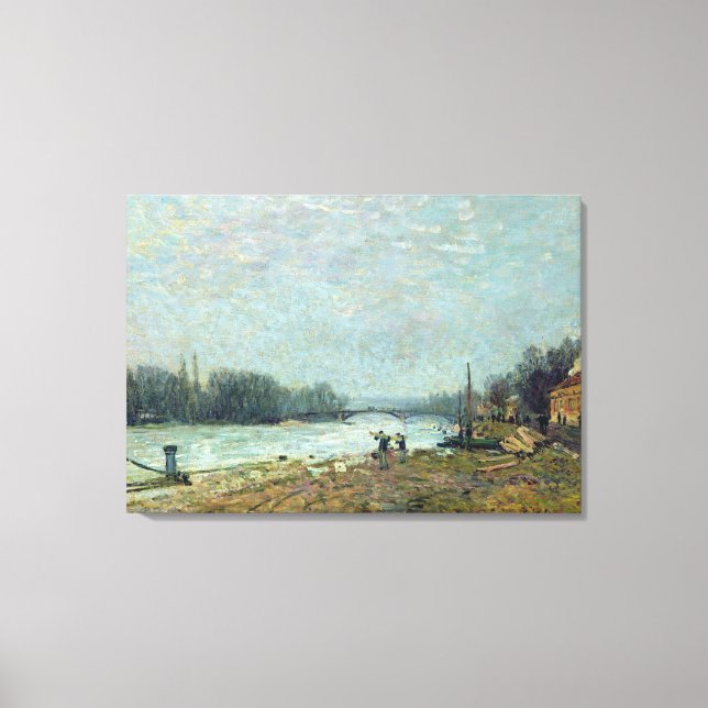 Lienzo Después del deshielo, el Sena en el puente de Sure (Anverso)
