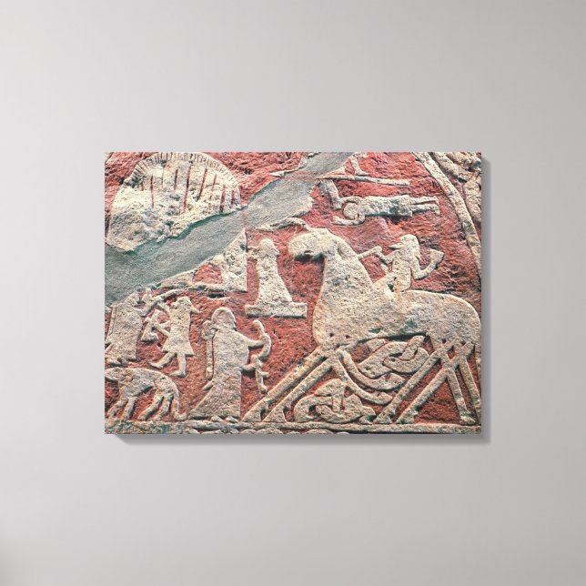 Lienzo Detalle de figuras que ilustran una saga (Anverso)