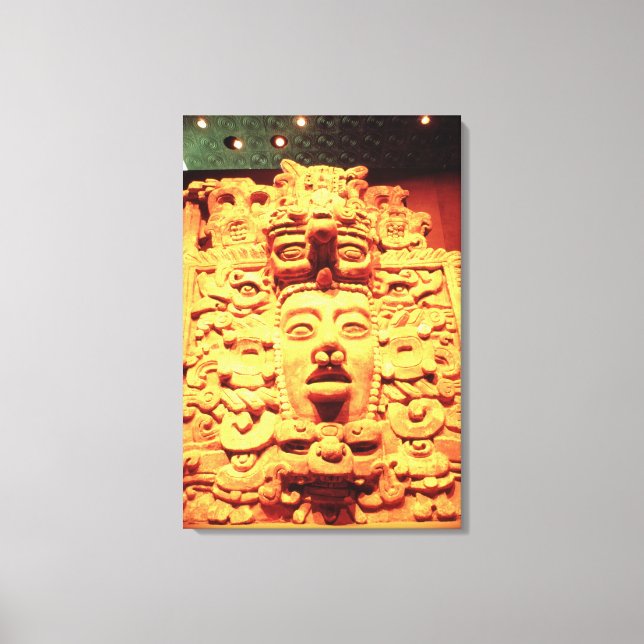 Lienzo Detalle de una pared de un templo con (Anverso)