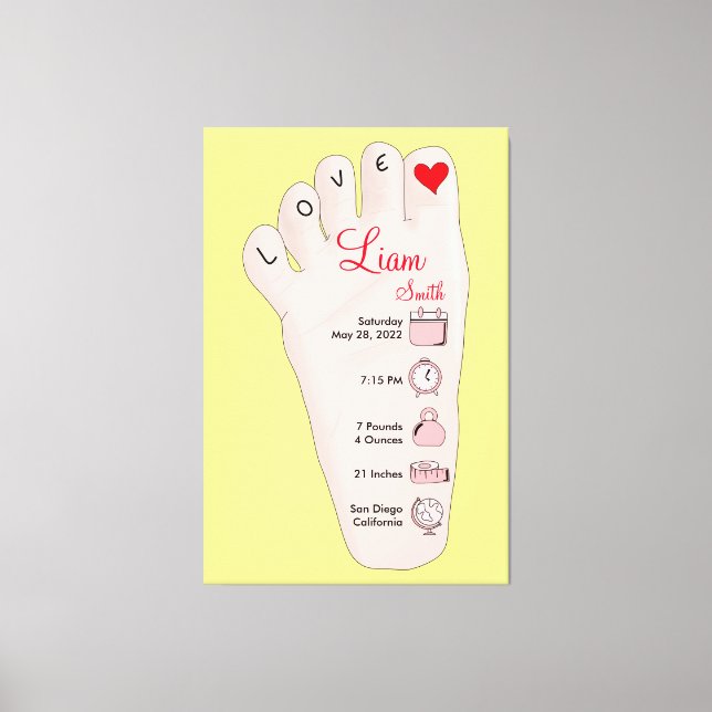 Lienzo Detalles de estadísticas de nacimiento de regalo d (Anverso)