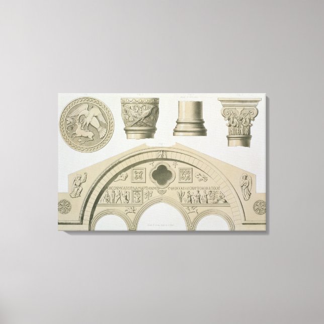 Lienzo Detalles de un arco esculpido y columnas de St. (Anverso)