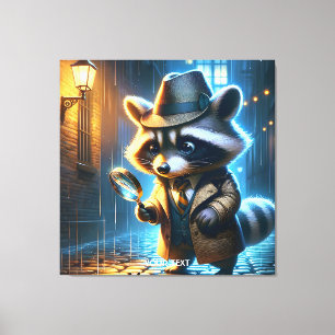 Lienzo Detective de mapache nocturno de fantasía lindo