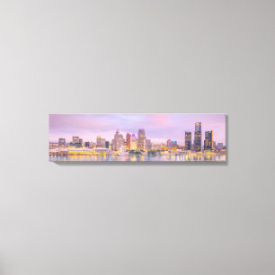 Lienzo Detroit Skyline Sunset View From Windsor Canvas