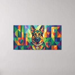 Lienzo Deutscher Schäferhund Wappen Pop Art Portrait