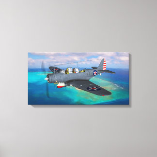 Lienzo Devastador de TBD-1 sobre Isla de Midway