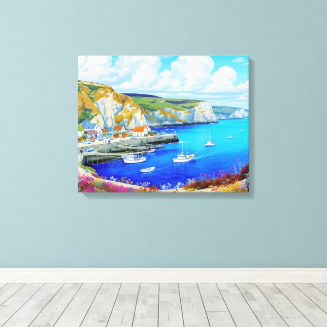 Lienzo "Devon Harbour Dreamscape" - Un paisaje marino ing (Insitu (piso de madera))