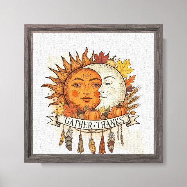 Lienzo Día de Acción de Gracias Boho Wall Art - Rústico S (Anverso)