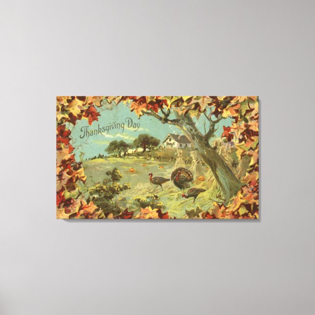 Lienzo Día de Acción de GraciasCaídas y pavos (Anverso)