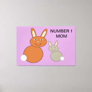 Lienzo Día de la Madre Bunnies Personalizado Número 1 Mam