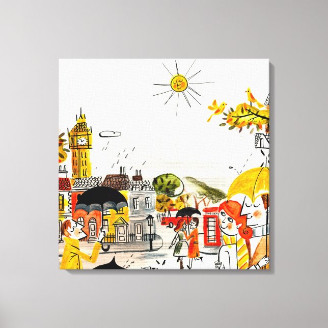 Lienzo Día de lluvias en Londres (Anverso)