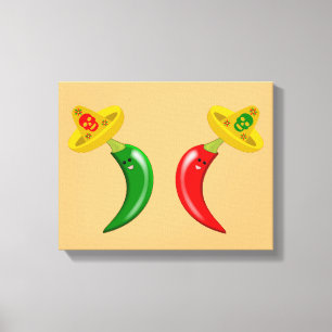 Lienzo Día de los Muertos Chilis Mexicanos