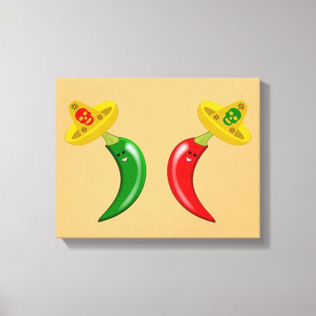 Lienzo Día de los Muertos Chilis Mexicanos (Anverso)