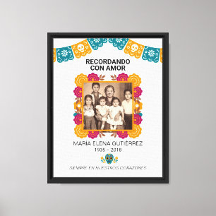 Lienzo Día de los Muertos Foto Memorial Papel Picado