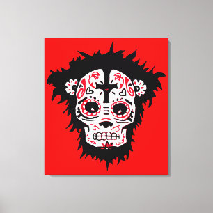 Lienzo dia de los muertos monkey