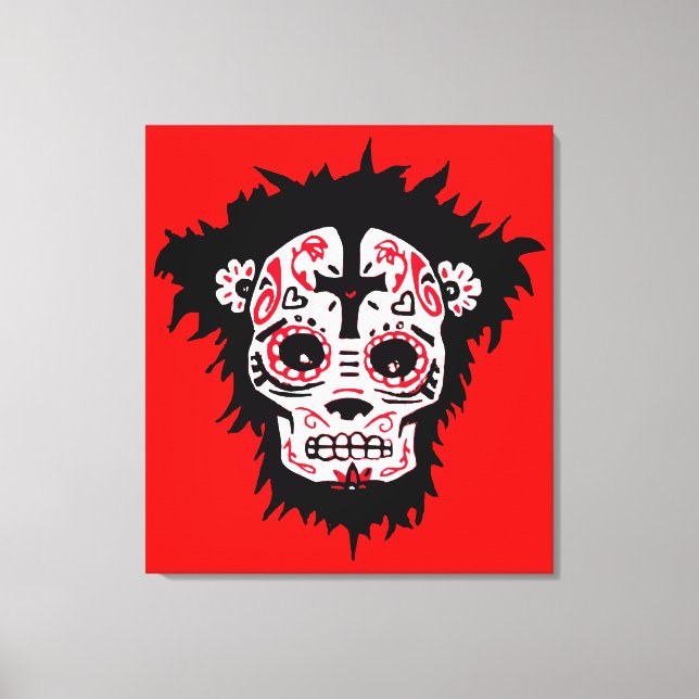 Lienzo dia de los muertos monkey (Anverso)