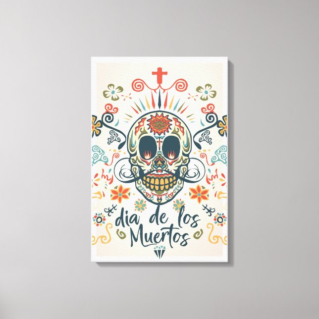 Lienzo Dia de los muertos tête de mort mexicaine (Anverso)