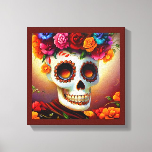 Lienzo Día de Muertos Calavera de Azúcar 4 (Anverso)