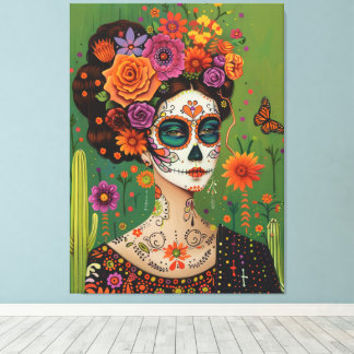 Lienzo Dia de muertos, estética mexicana
