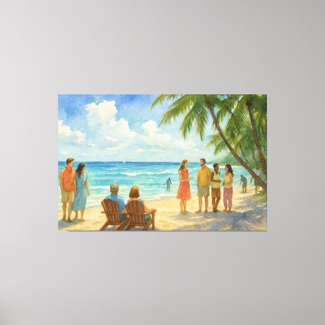 Lienzo Día de playa Aqua Breeze Acuarela (Anverso)
