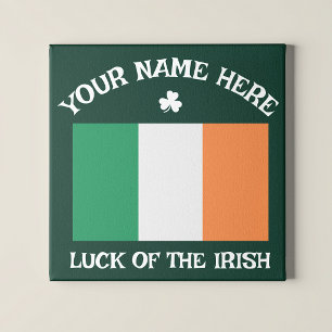 Lienzo Día de San Patricio Bandera de Irlanda Nombre Pers