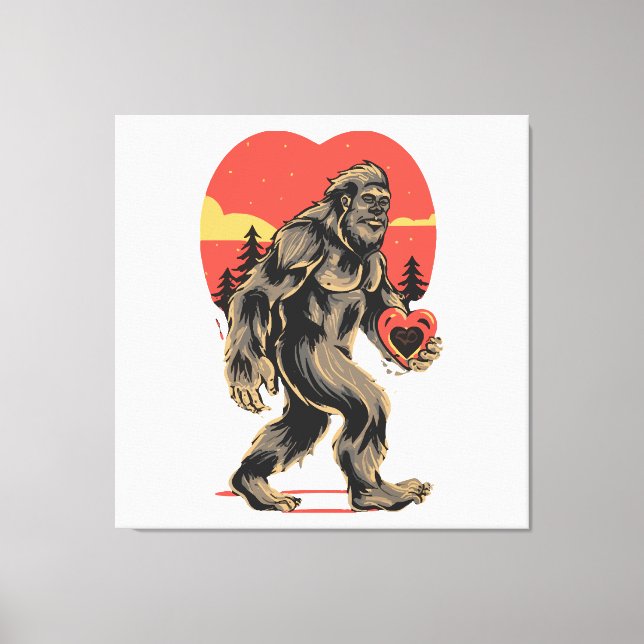 Lienzo día de san valentín corazón de bigfoot (Anverso)
