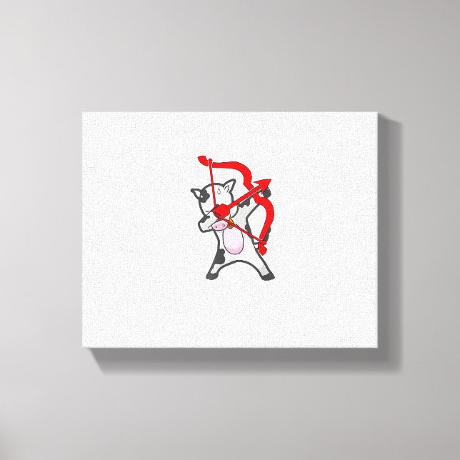 Lienzo Día de San Valentín Dabbing Cow Cupid Bow (Anverso)