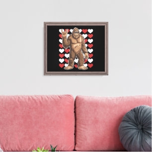 Lienzo Día de San Valentín de Bigfoot Corazones Divertido