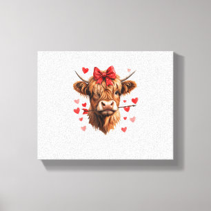 Lienzo Día de San Valentín Highland Cow Funny Hearts Vale