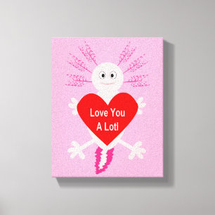 Lienzo Día de San Valentín Love Heart Axolotl