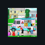 Lienzo Día de verano caliente | Un Ilustracion caprichoso<br><div class="desc">Un ilustracion para provocar ese sentimiento nostálgico de un caluroso día de verano en tu juventud. Ese momento cuando escuchas la música del camión de helados y corres a rogar a tu madre por un par de cuartos. Ilustracion de estilo personalizado caprichoso de niños pequeños que tienen un divertido día...</div>