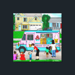 Lienzo Día de verano caliente | Un Ilustracion caprichoso<br><div class="desc">Un ilustracion para provocar ese sentimiento nostálgico de un caluroso día de verano en tu juventud. Ese momento cuando escuchas la música del camión de helados y corres a rogar a tu madre por un par de cuartos. Ilustracion de estilo personalizado caprichoso de niños pequeños que tienen un divertido día...</div>