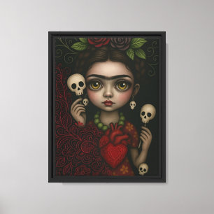 Lienzo Día del Chica Muerto inspirado por Frida