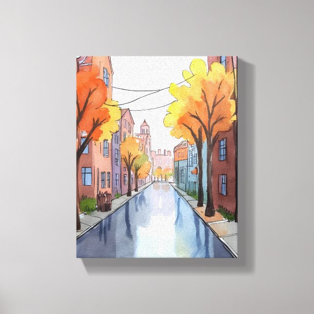 Lienzo Día lluvioso en Boston | Pintura de MAMÁES acuátic (Anverso)