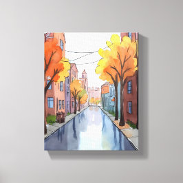 Lienzo Día Lluvioso en Boston | Pintura MA Acuarela
