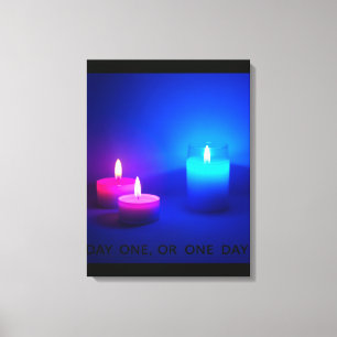 Lienzo Día uno o un día, velas moradas y azules