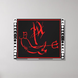 Lienzo Diablo con fases lunares