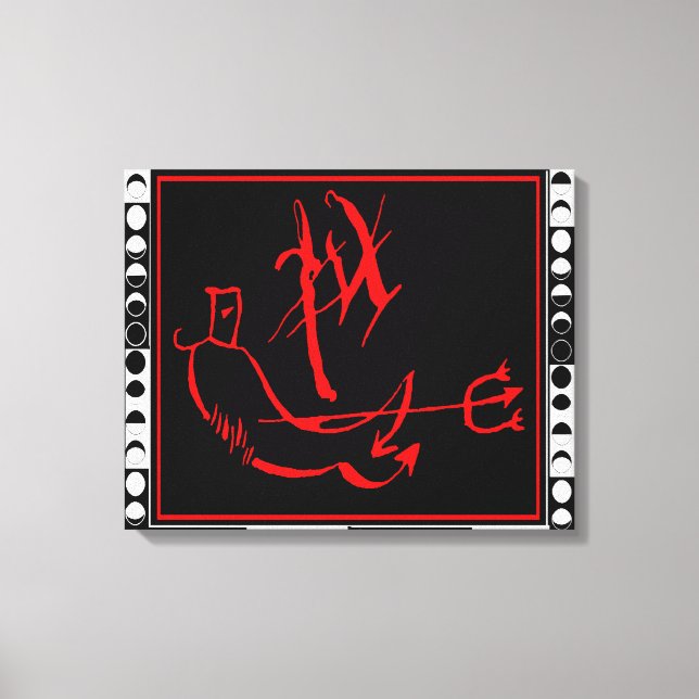 Lienzo Diablo con fases lunares (Anverso)