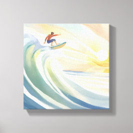 Lienzo Días de surf | Acuarela de surf de olas del océano