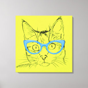 Lienzo Dibujar un gato con gafas