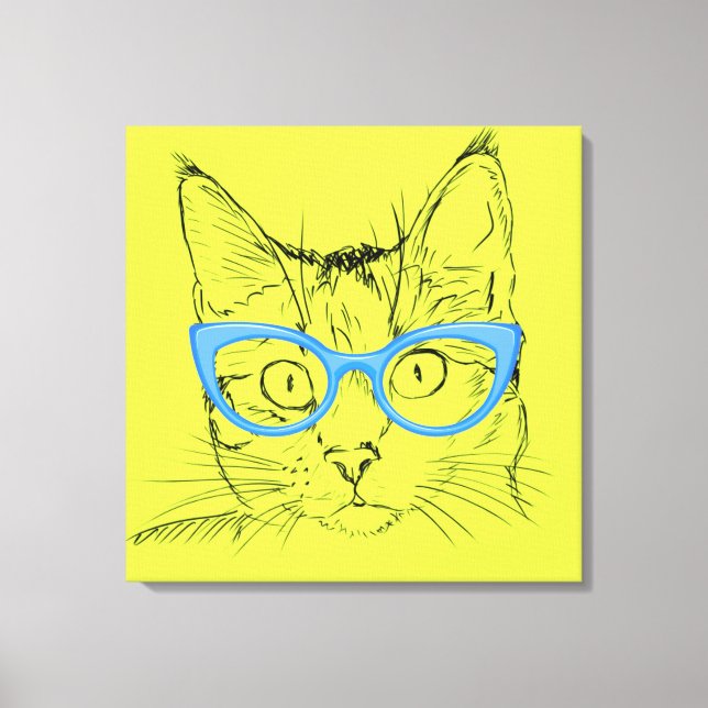 Lienzo Dibujar un gato con gafas (Anverso)